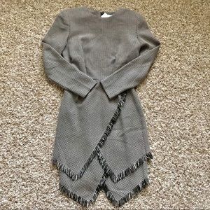 Vintage woven fringe long sleeve dress